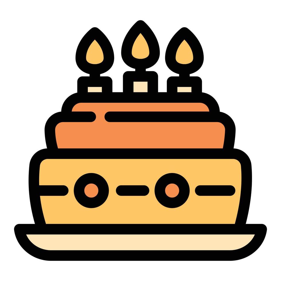 icono de fiesta de pastel de cumpleaños, estilo de contorno vector