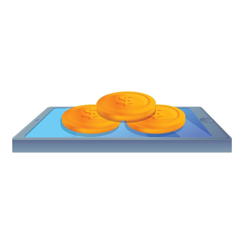 Digital phone coins icon, cartoon style vector