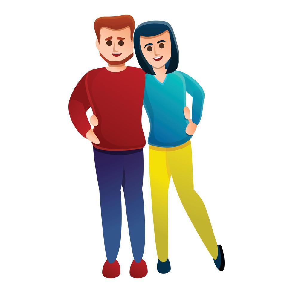 Couple excursion icon, cartoon style vector