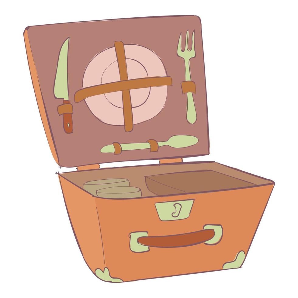 Camping basket icon, cartoon and flat style vector