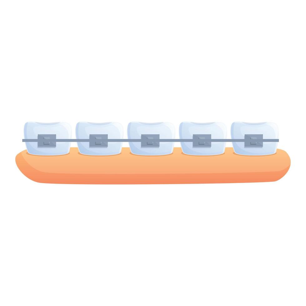 Tooth braces stomatology icon, cartoon style vector