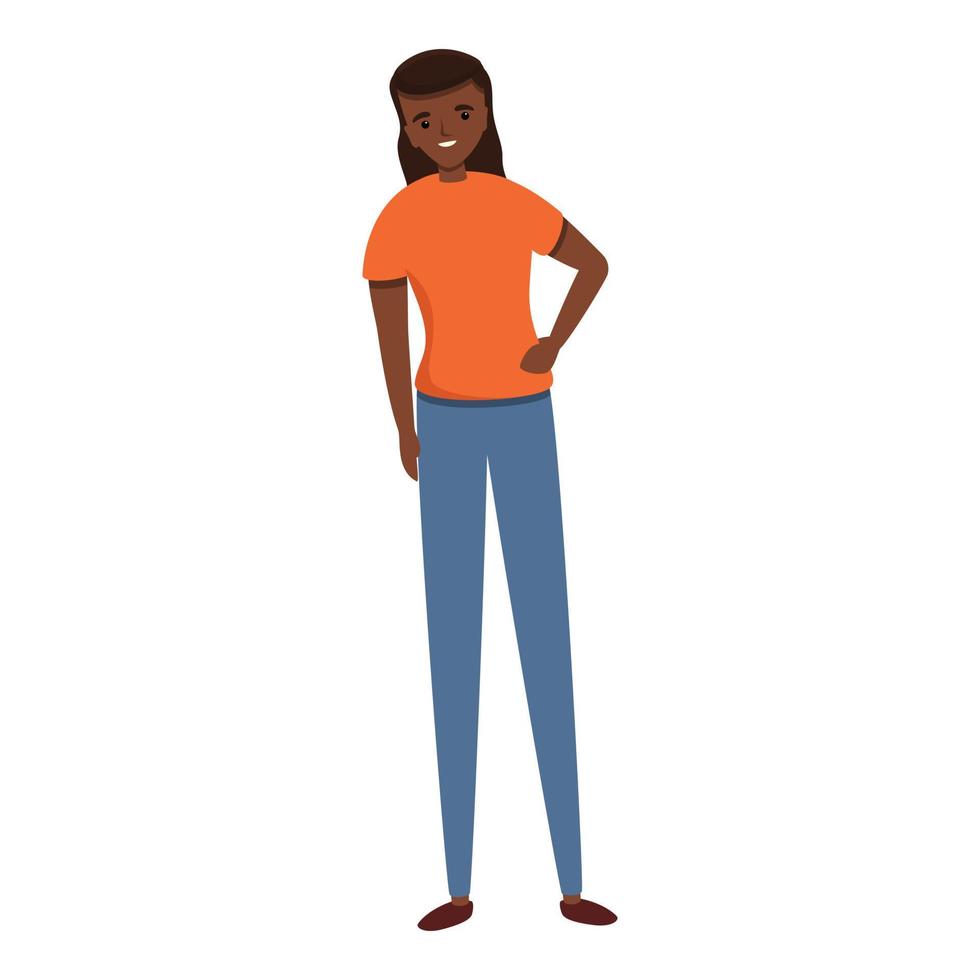 icono de chica estudiante africana, estilo de dibujos animados vector