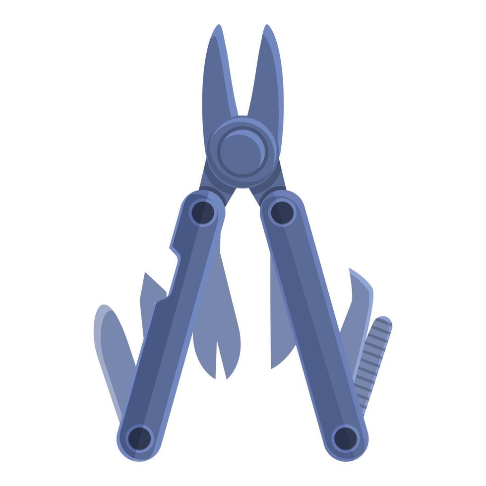 Survival pliers multitool icon, cartoon style vector