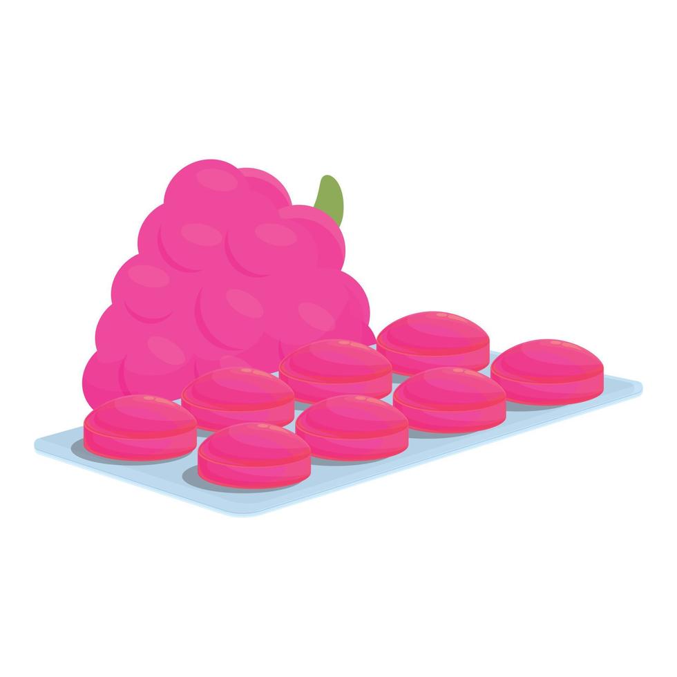 Forest berry cough drops icon, cartoon style vector