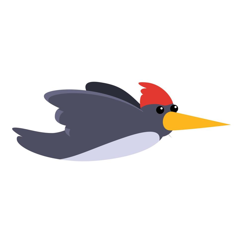 Flying woodpecker icon, cartoon style vector