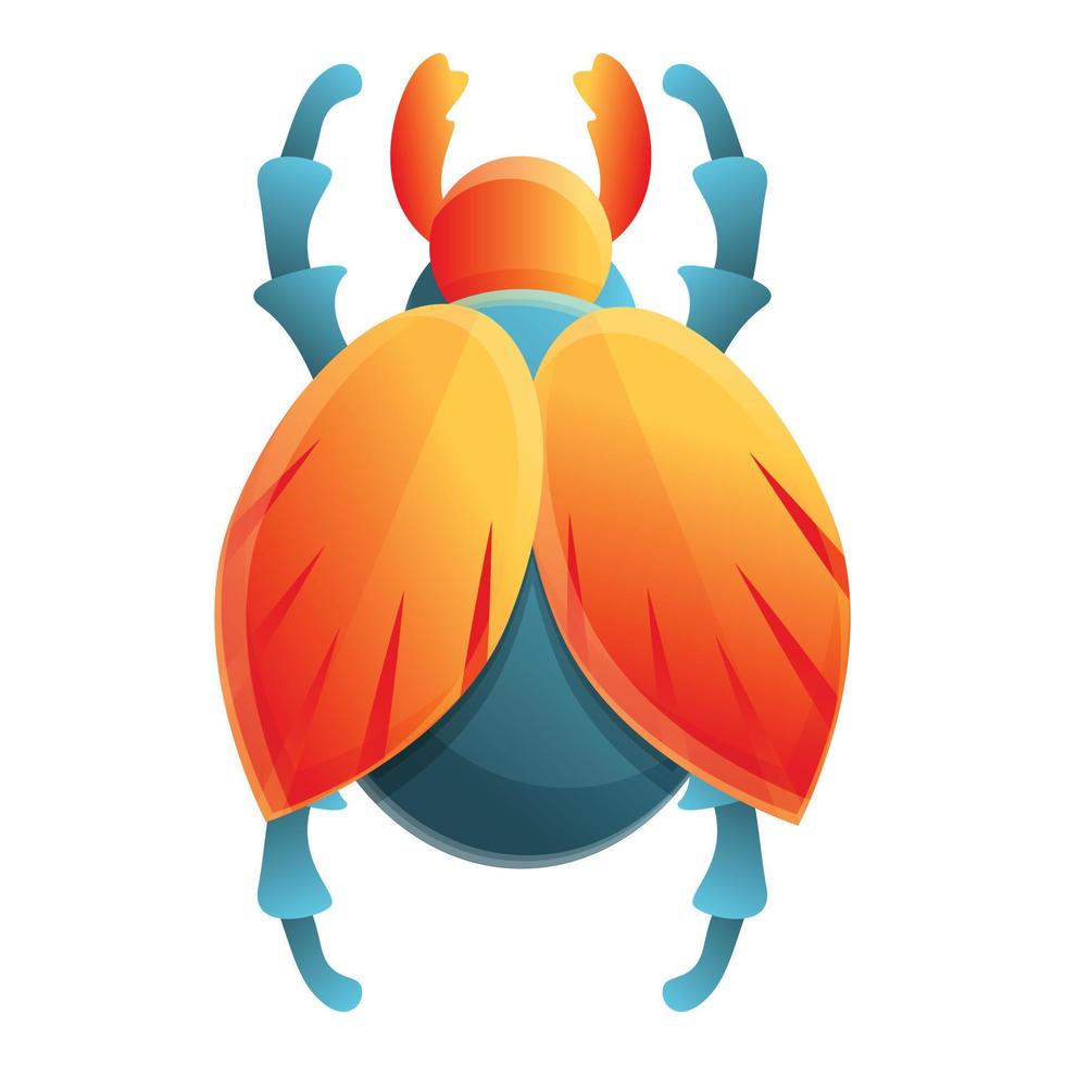 Amulet scarab beetle icon, cartoon style vector
