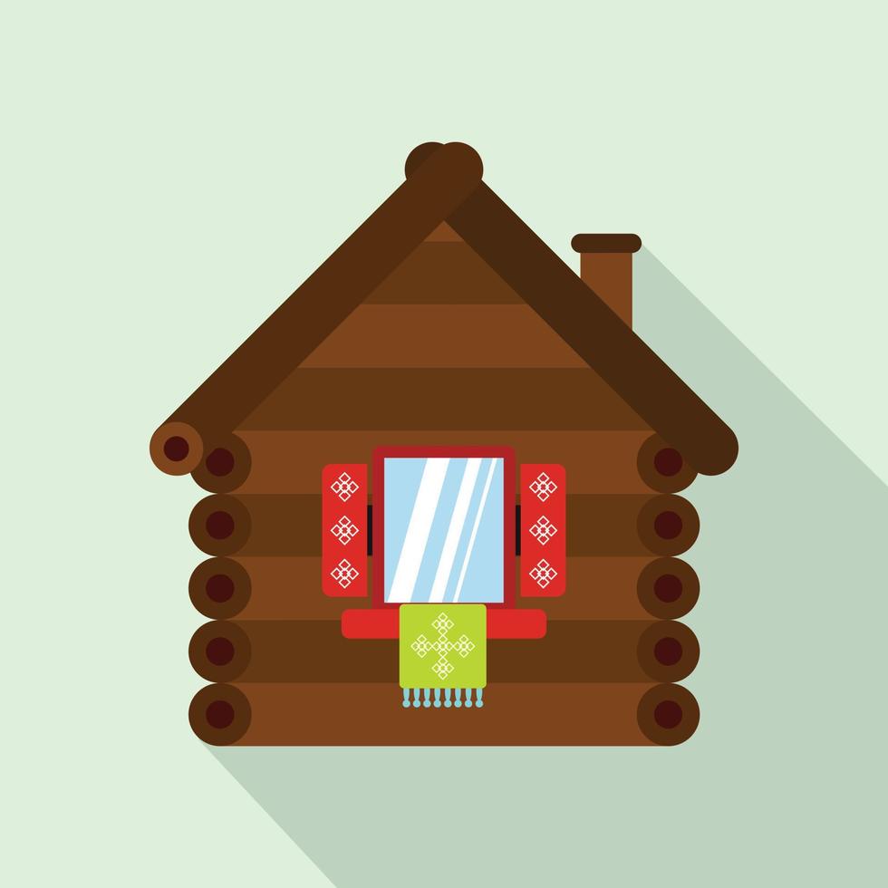 Wooden house icon, flat style vector