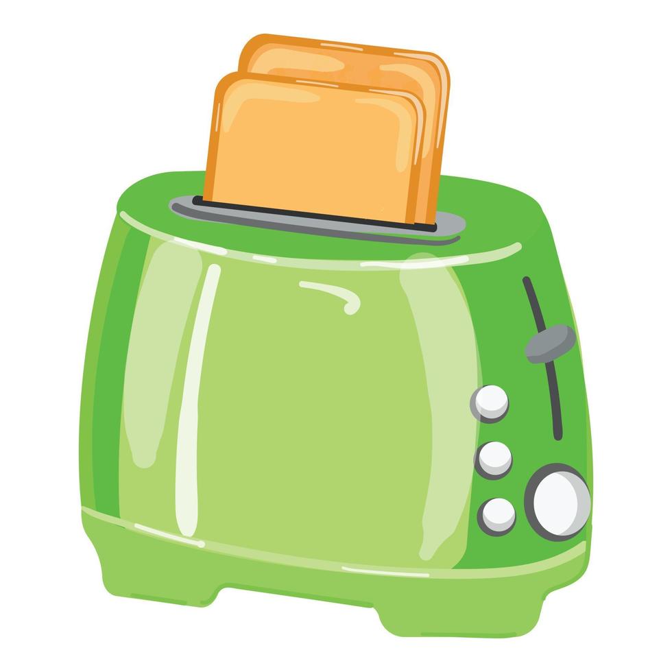 Green toaster icon cartoon vector. Bread toast vector