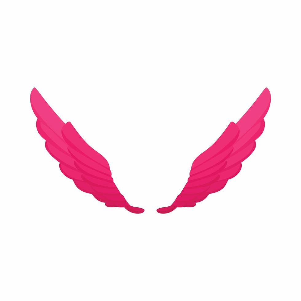 par de alas de rosa, icono de estilo de dibujos animados vector