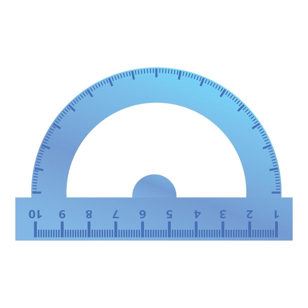 Plastic protractor icon, cartoon style vector