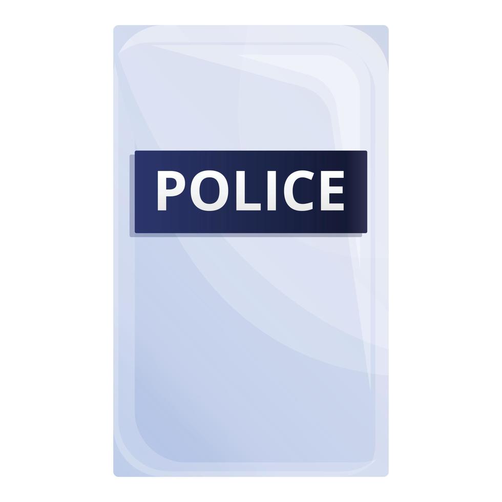 Police shield icon, cartoon style vector