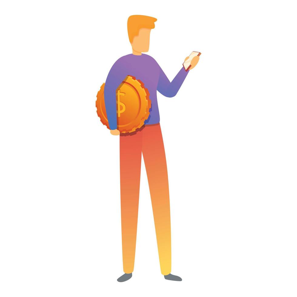 Smartphone coin monetization icon, cartoon style vector