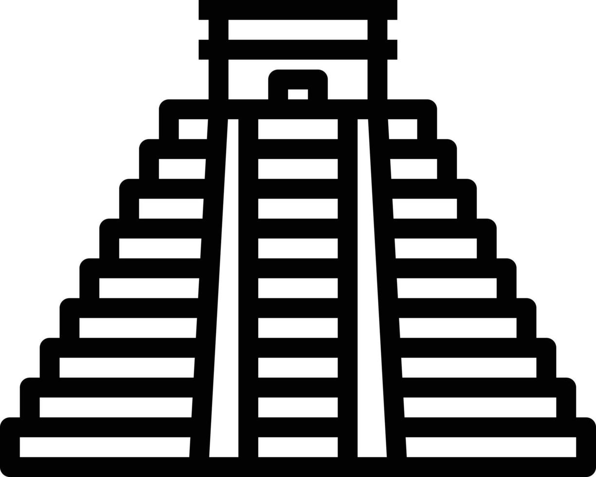 chichen itza mexico landmark building - outline icon vector