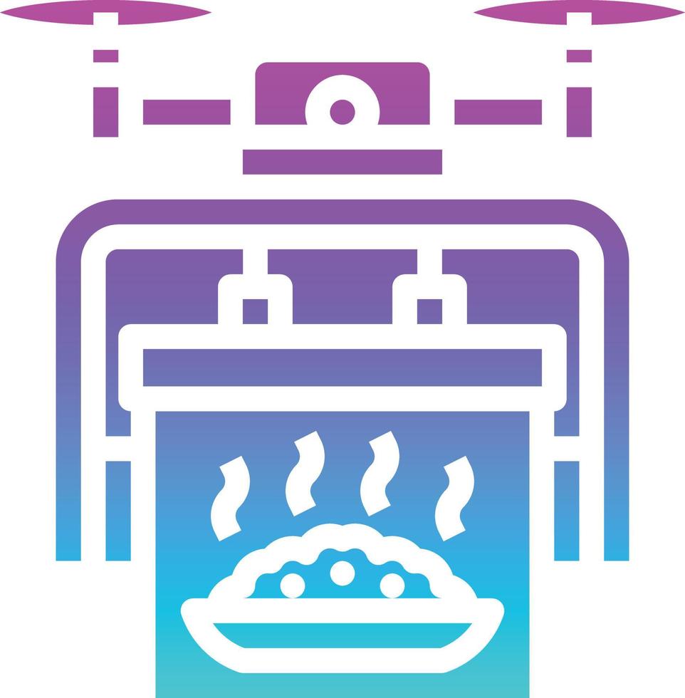 drone flying aerial food delivery - solid gradient icon vector