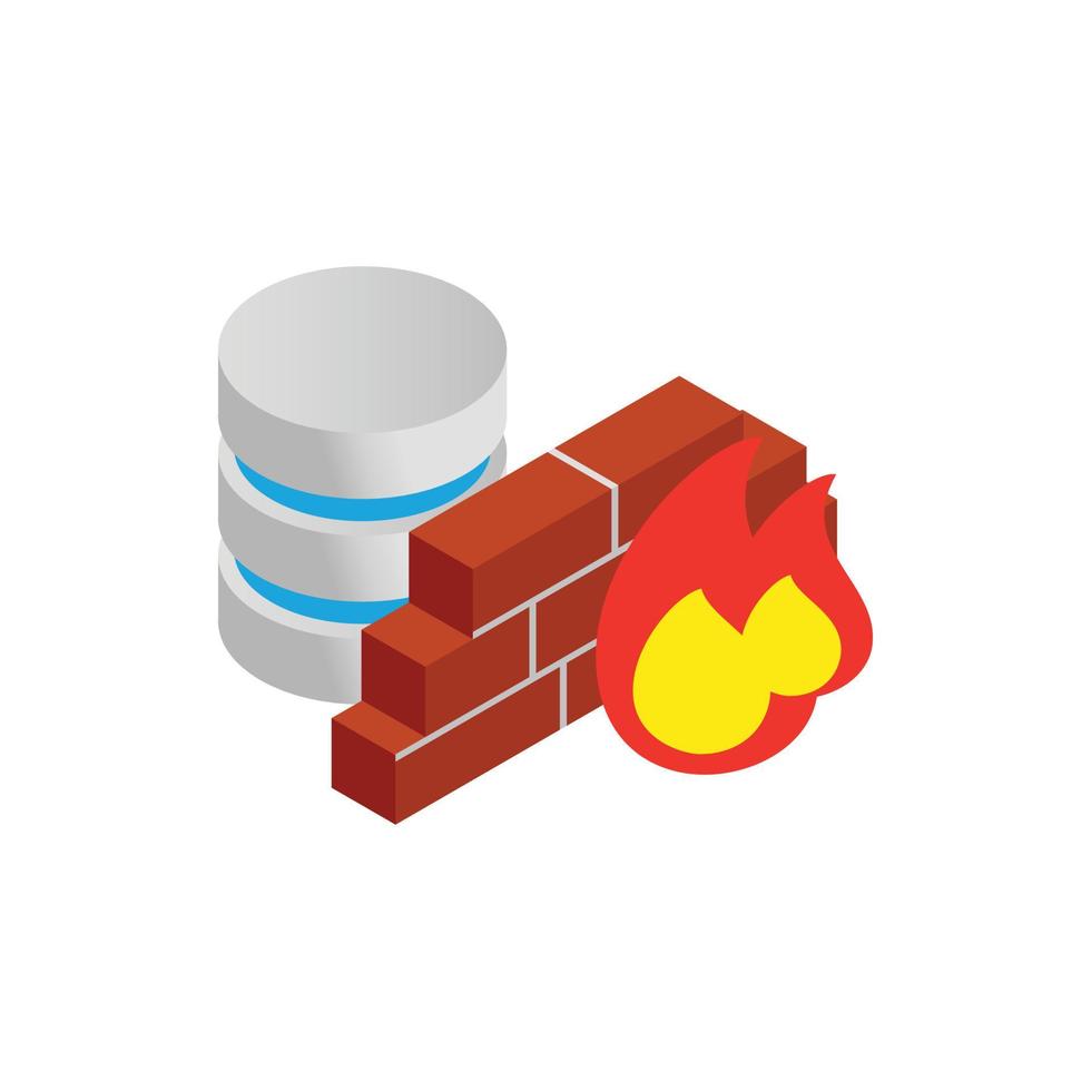 Database and firewall with chart icon vector