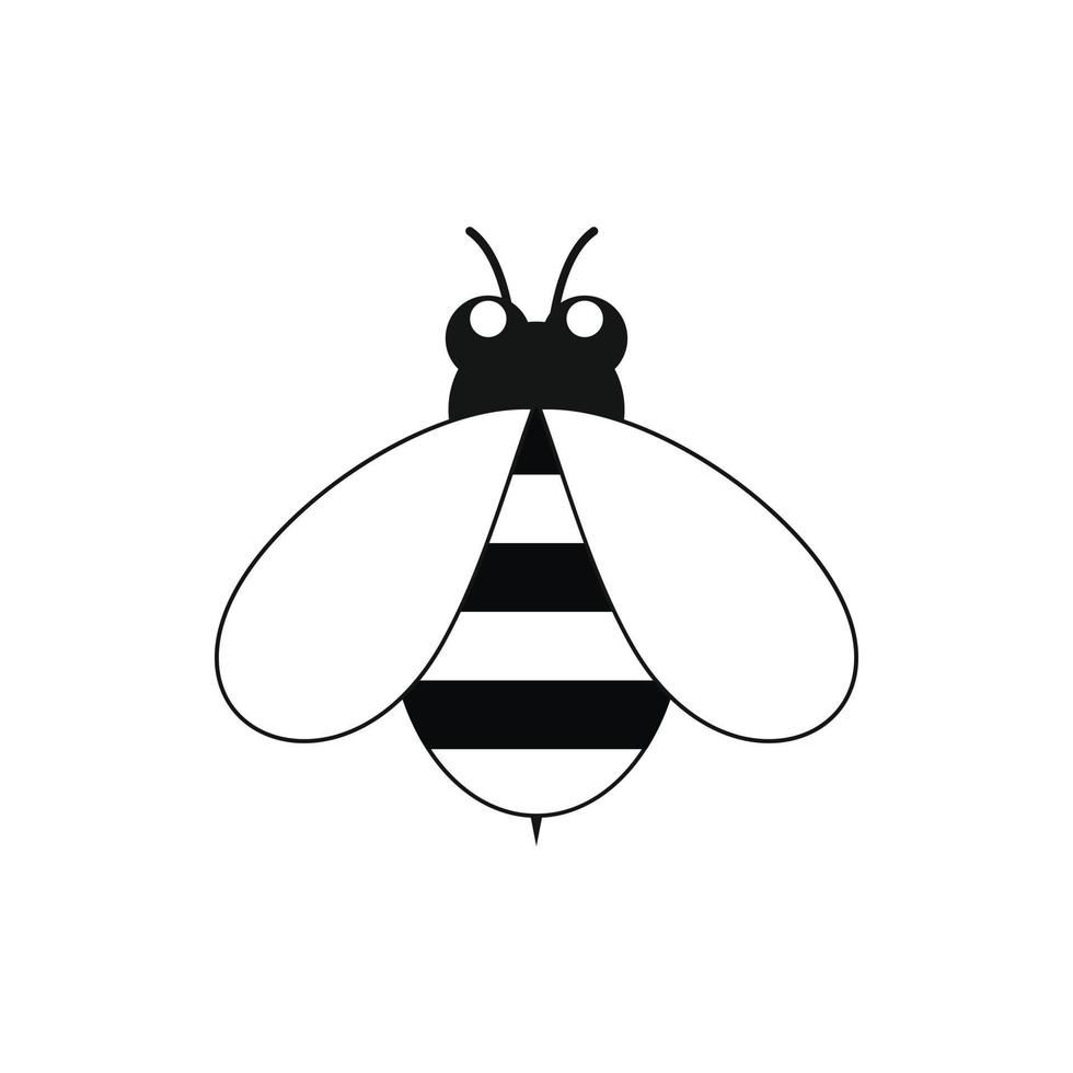 lindo icono de abeja pequeña, estilo simple negro vector
