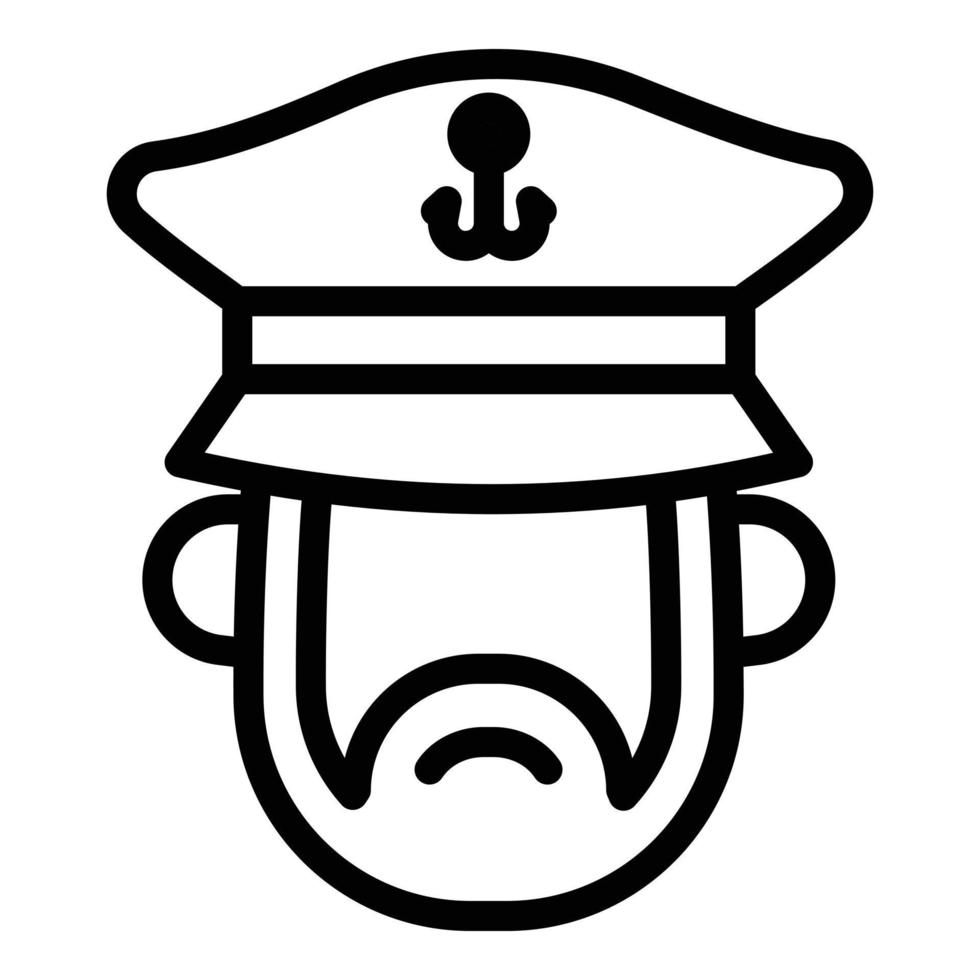 icono de capitán de barco, estilo de contorno vector