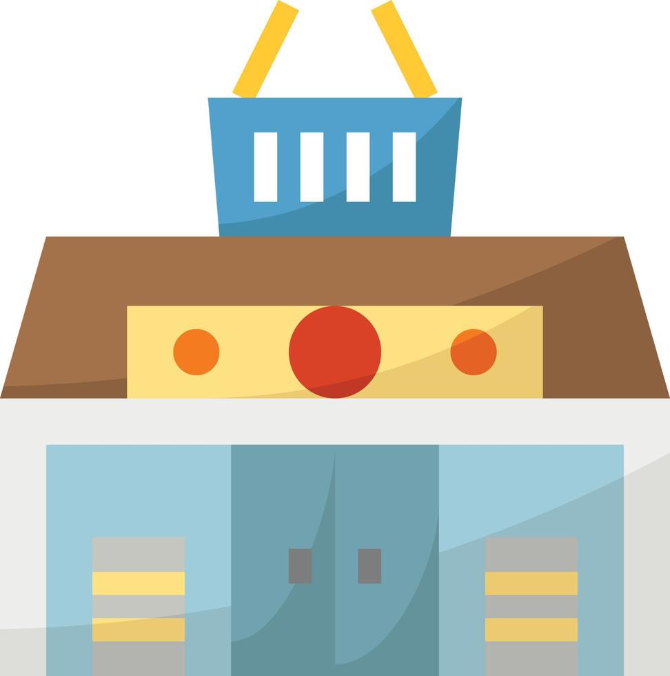 minimart shopping market shop building - flat icon vector