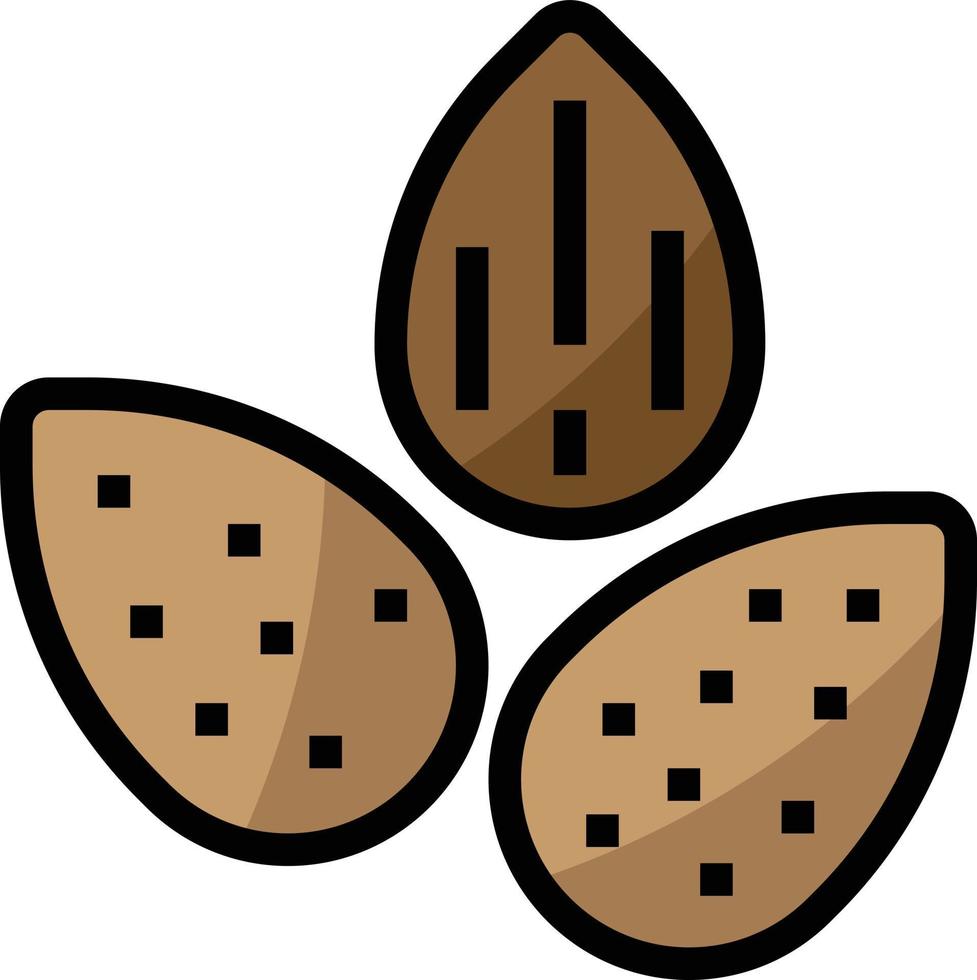 almond diet nutrition nut - filled outline icon vector
