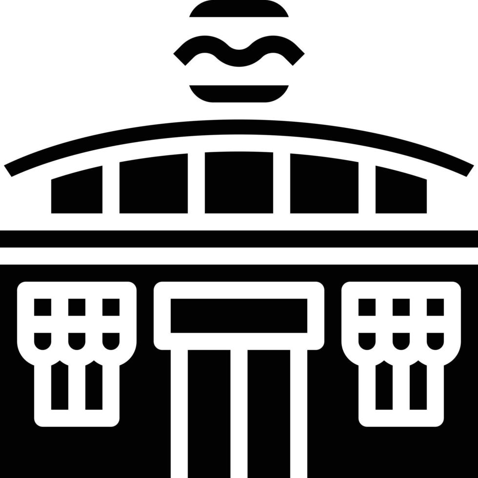 restaurant fast food hamburger eat building - solid icon vector