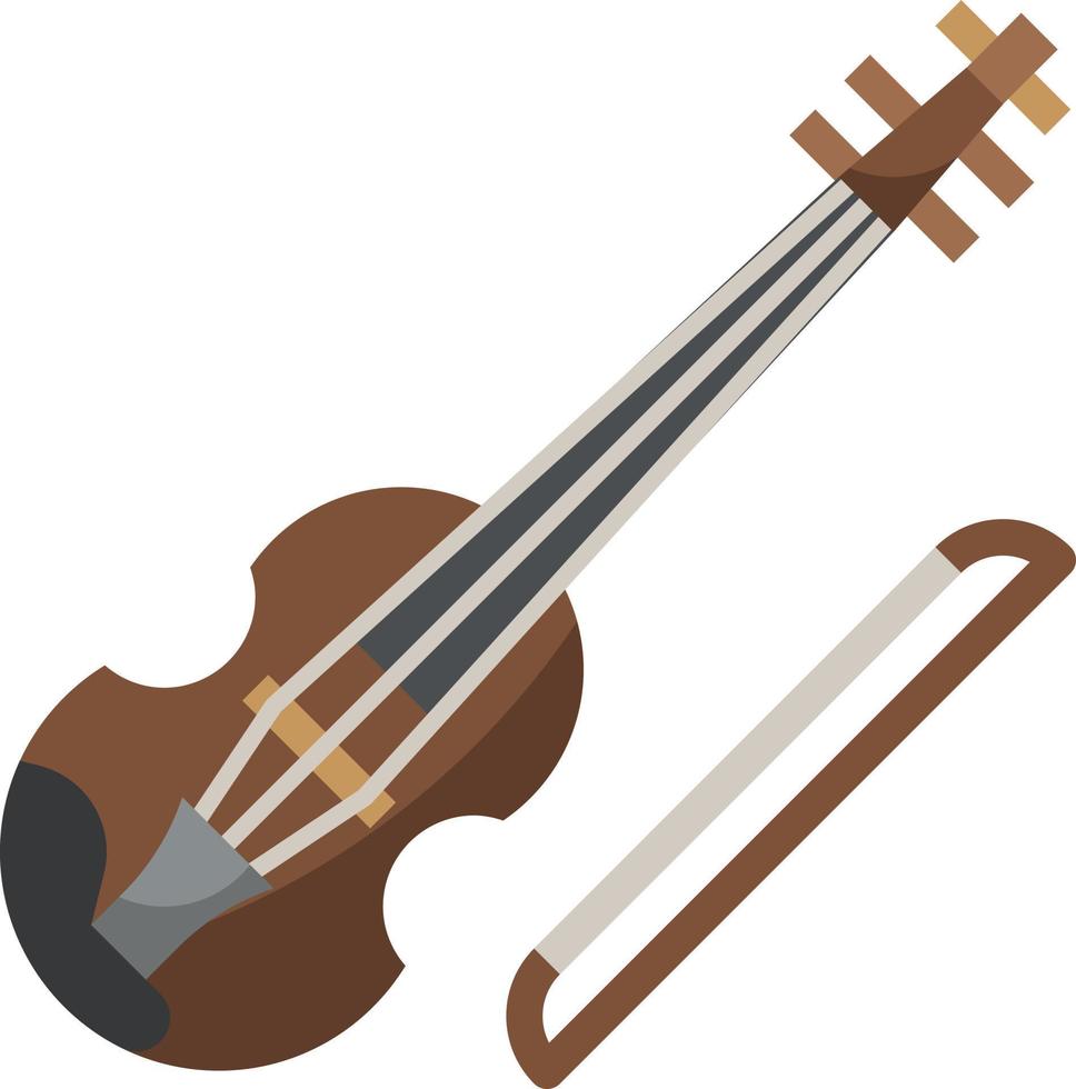instrumento musical de música de violín - icono plano vector