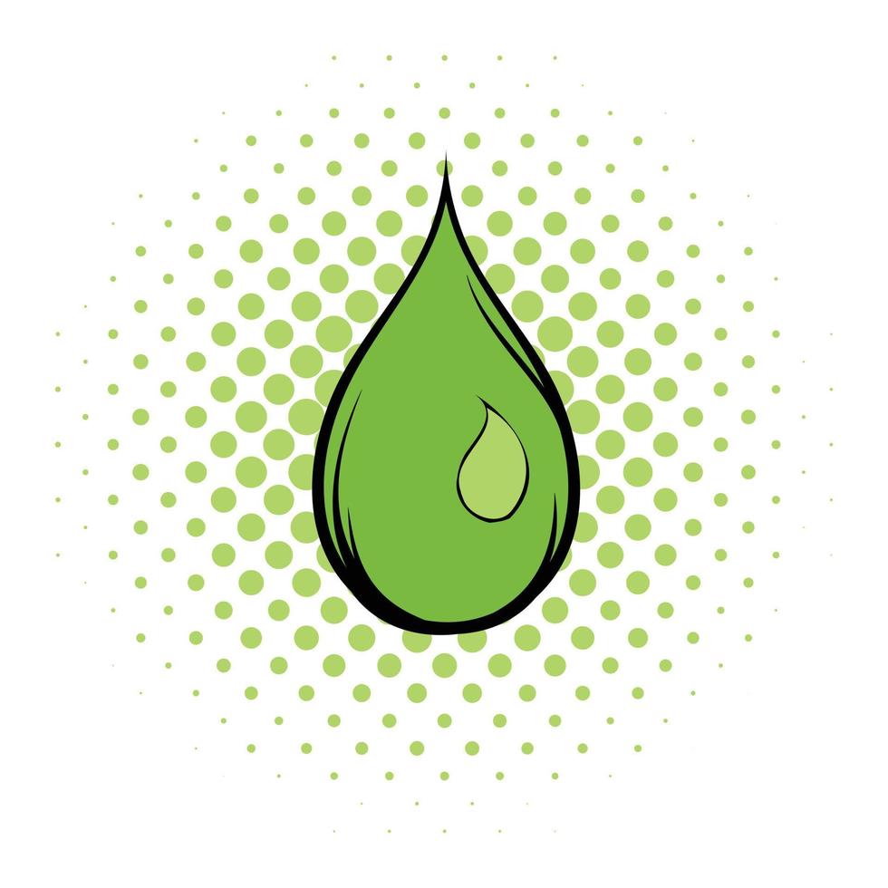 Green water drop comics icon vector