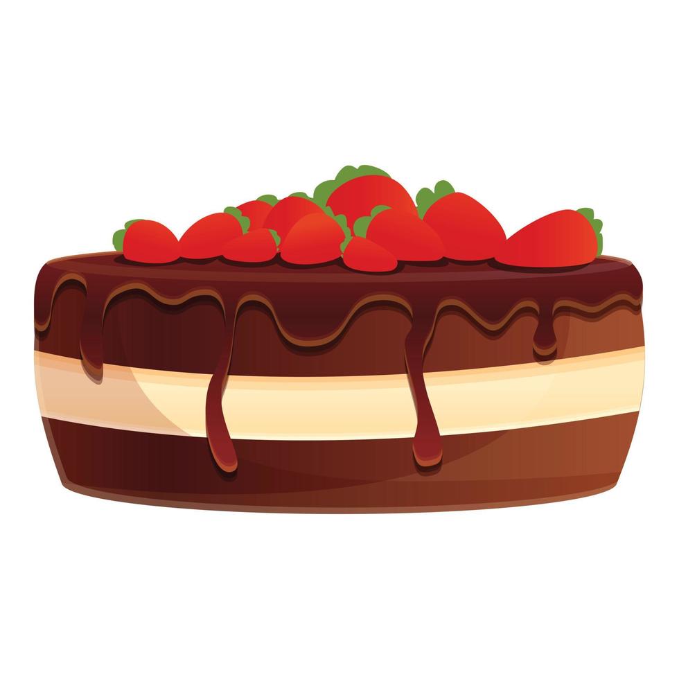 Strawberry tiramisu cake icon, cartoon style vector