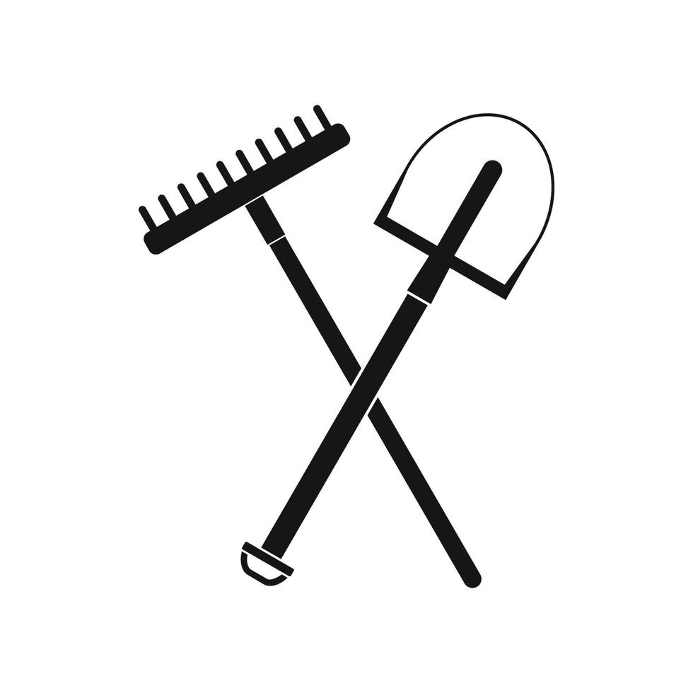 Gardening tools icon, black simple style vector