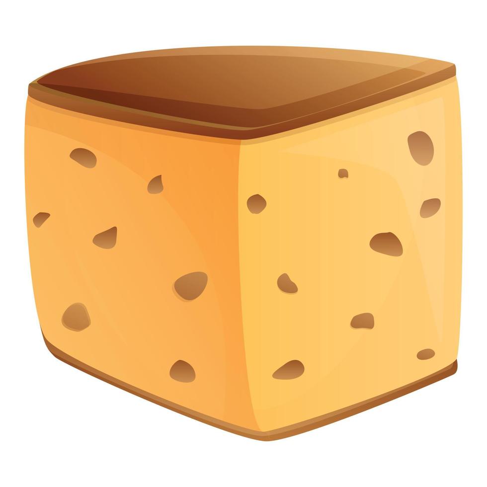 Brown cheese icon, cartoon style vector