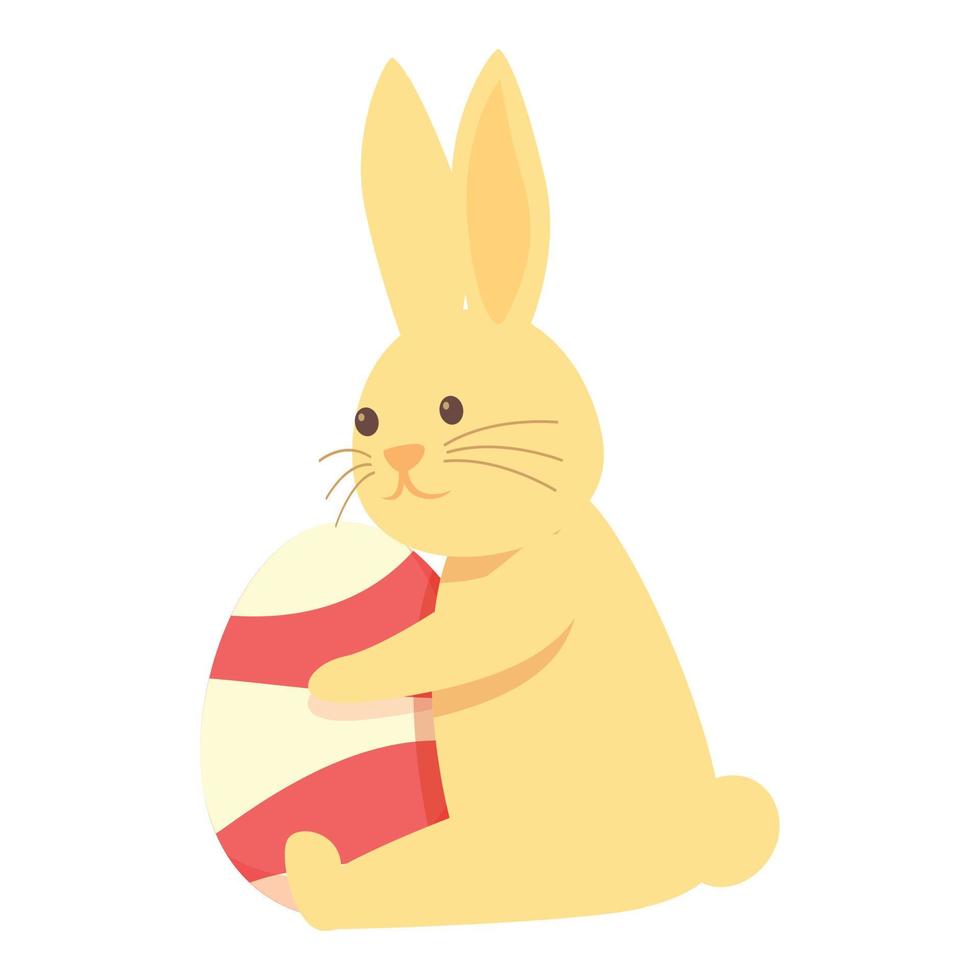 Rabbit take big egg icon cartoon vector. Easter bunny vector