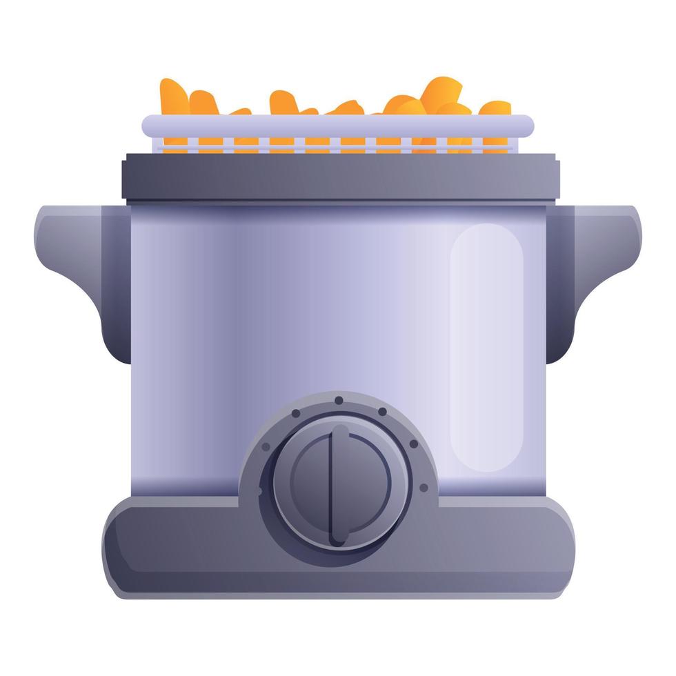 Chips deep fryer icon, cartoon style vector