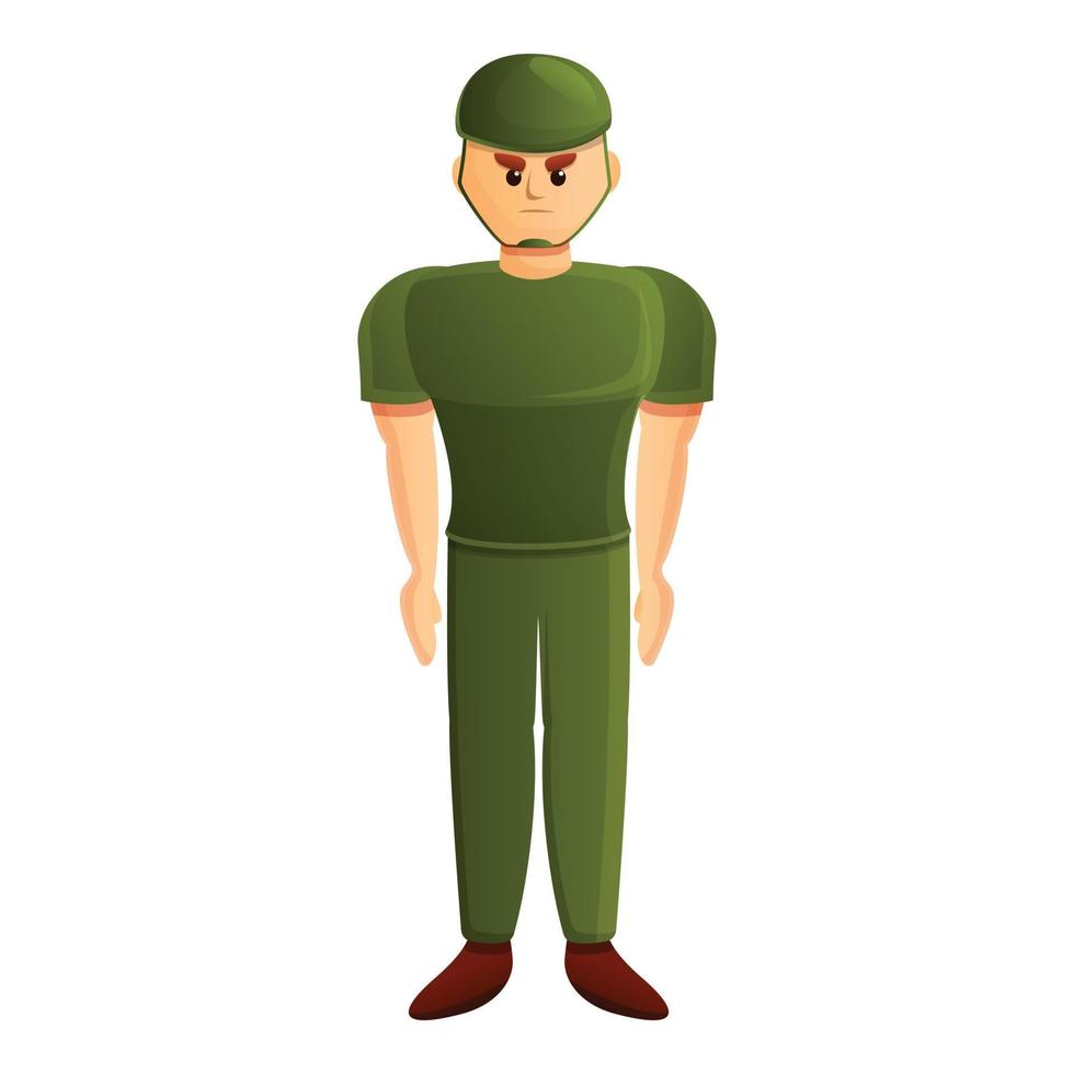 icono de soldado serio, estilo de dibujos animados vector