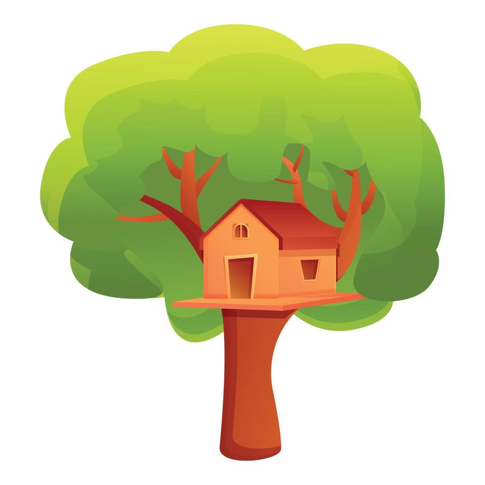 Park treehouse icon, cartoon style vector