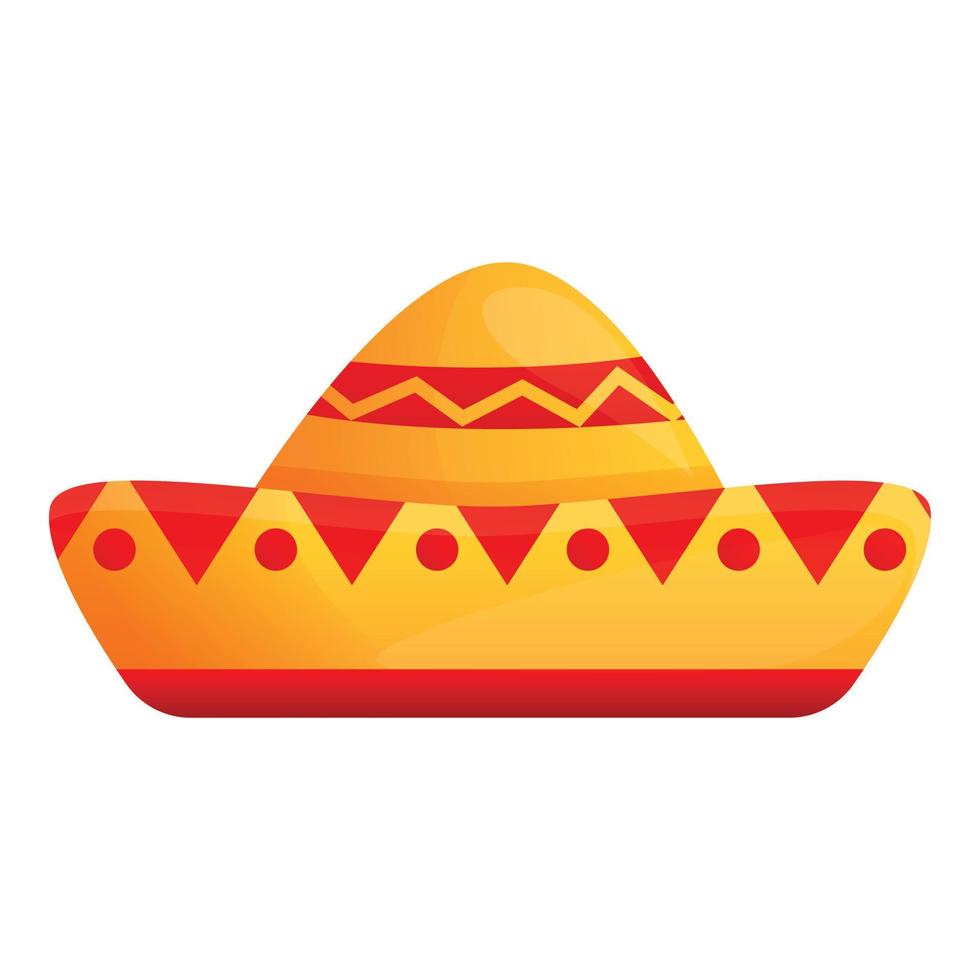 Sombrero hat icon, cartoon style vector