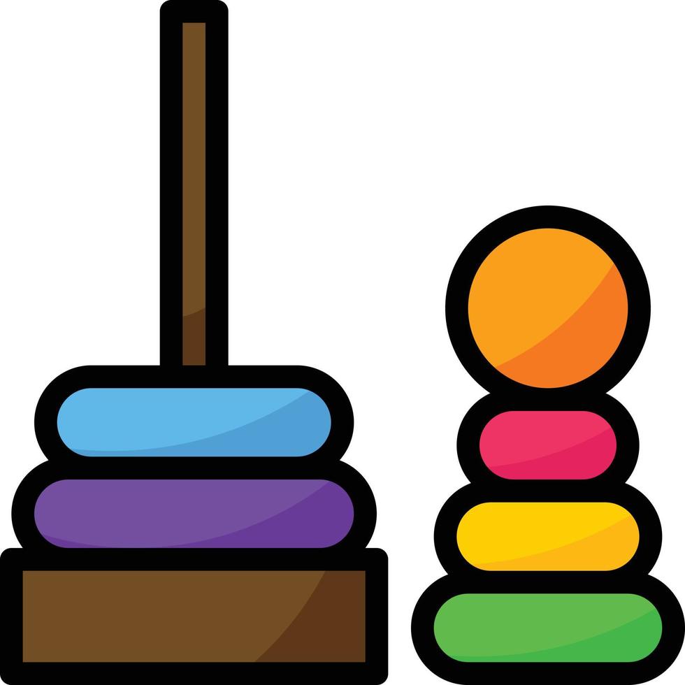toy stack wooden baby accessories - filled outline icon vector