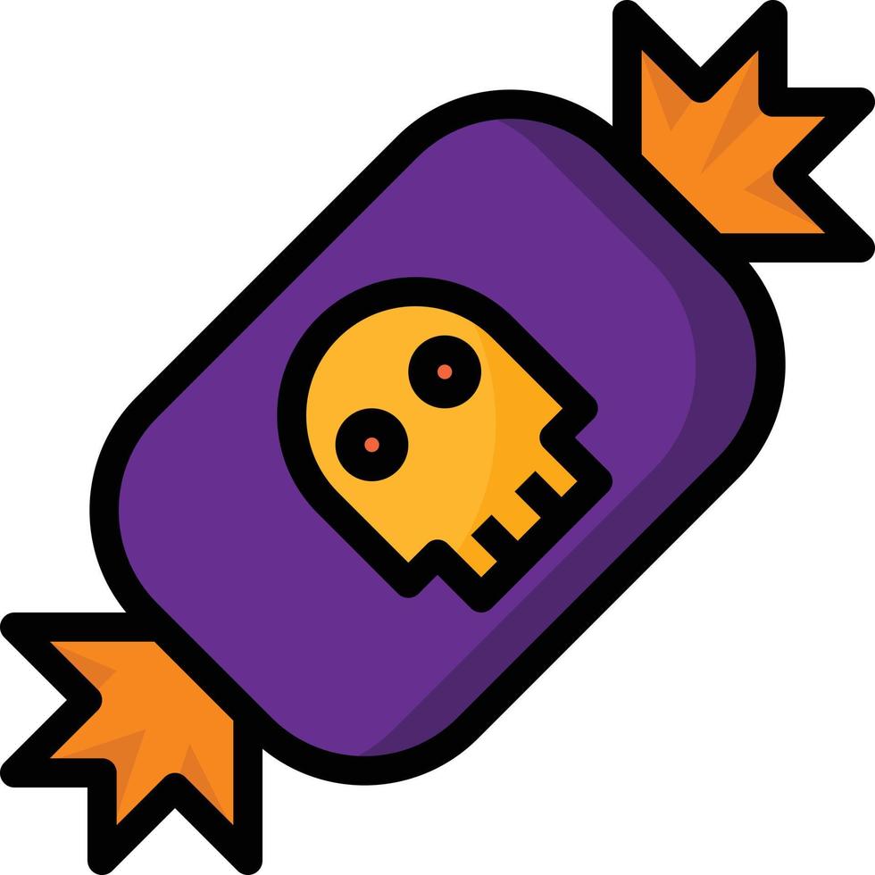 caramelo truco tratar cráneo halloween - icono de contorno lleno vector