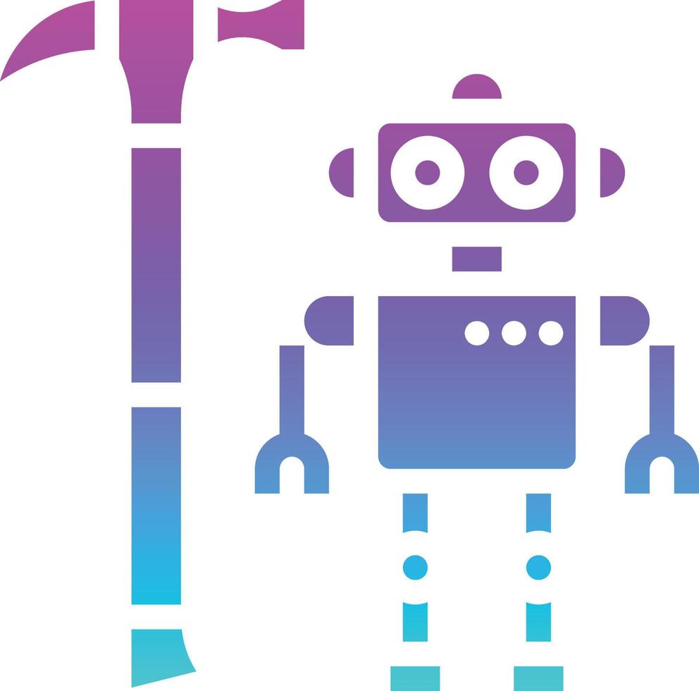 invention robot hammer creative - solid gradient icon vector
