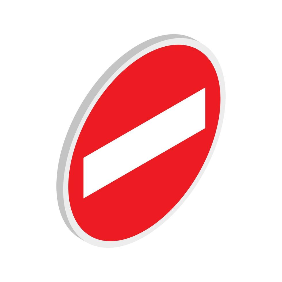 No entry traffic sign icon, isometric 3d style vector