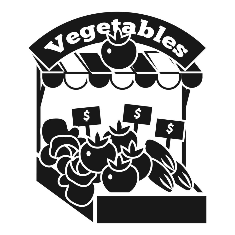 Vegetables kiosk icon, simple style vector