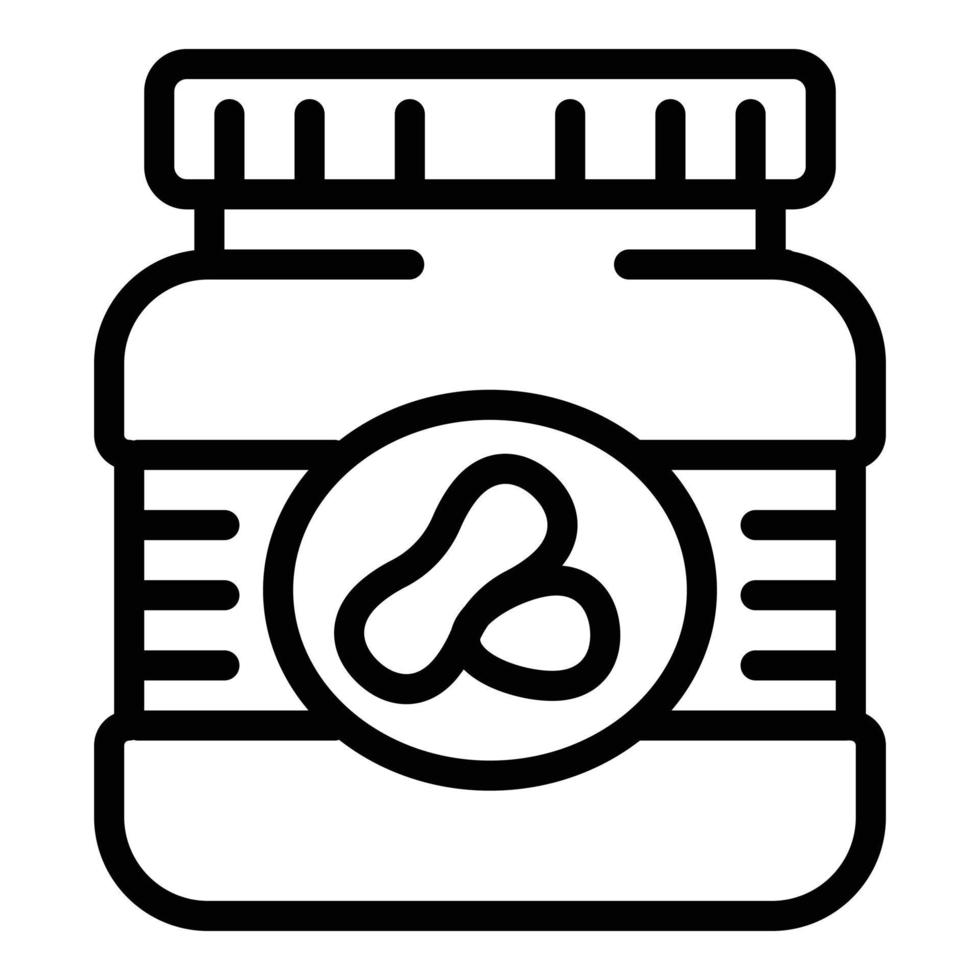 Peanut butter plastic jar icon, outline style vector
