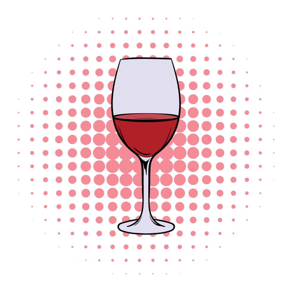 vino tinto en icono de cómics de vidrio vector