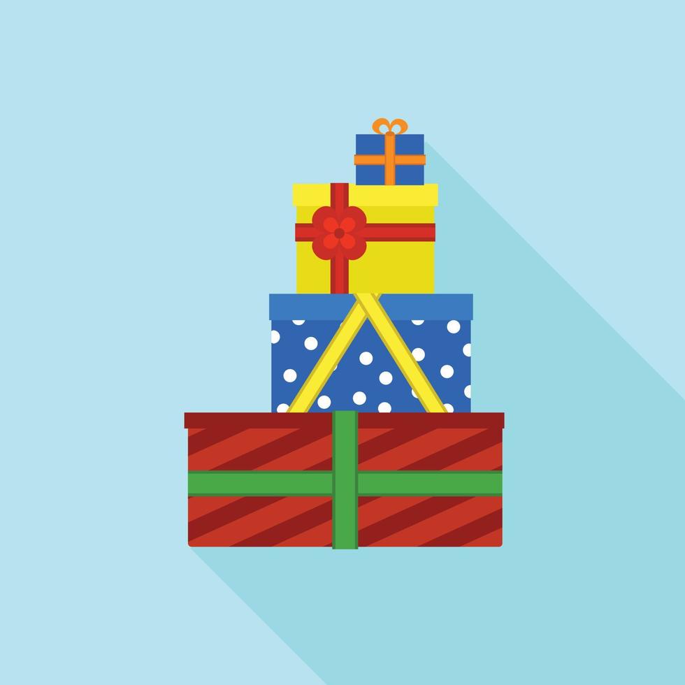 Colorful gift box stack icon, flat style vector