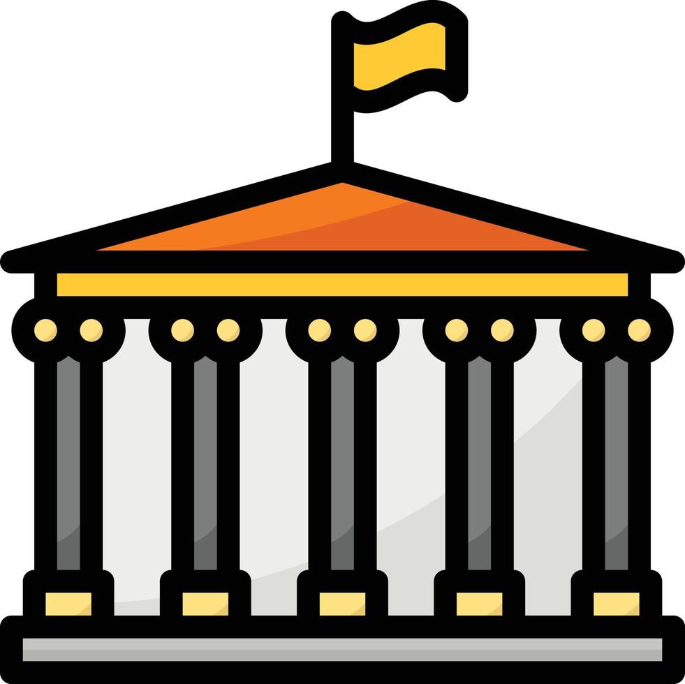 musuem bank roman architecture building - filled outline icon vector