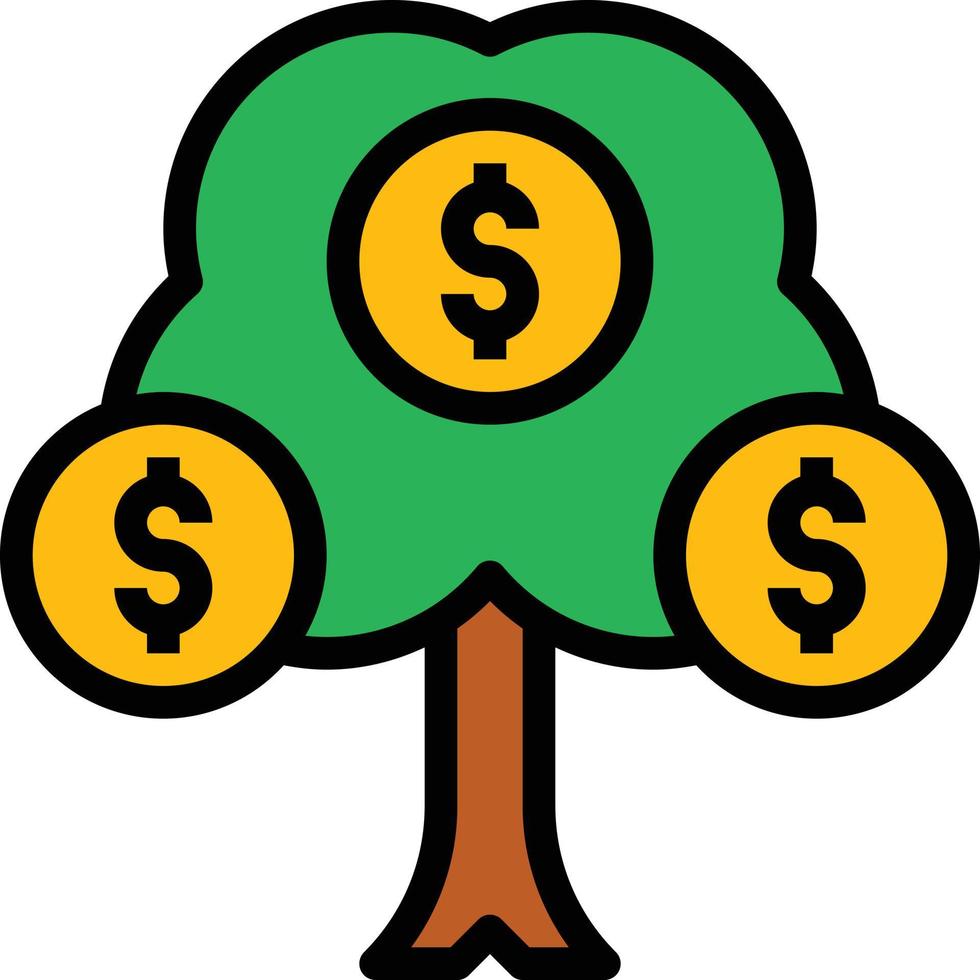 tree money profit investment growth - filled outline icon vector