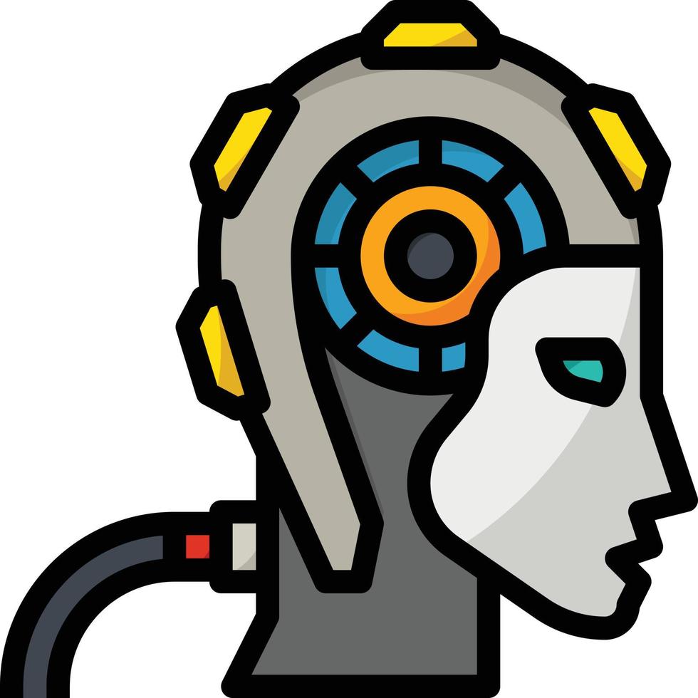 android robot ai inteligencia artificial - icono de contorno lleno vector