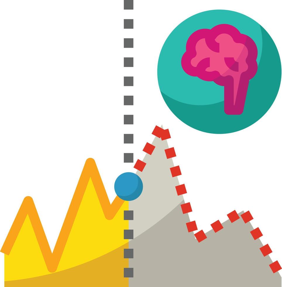 predicción de acciones ai inteligencia artificial - icono plano vector