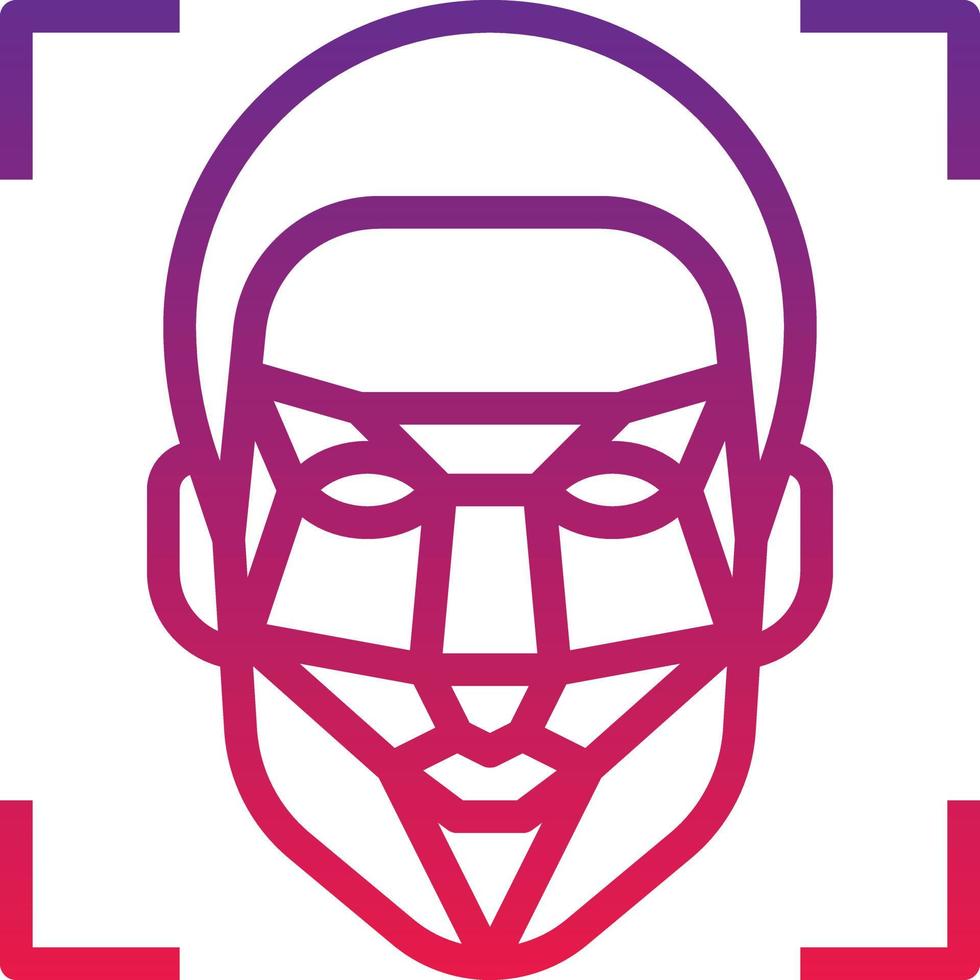 facial recognition scan ai artificial intelligence - gradient icon vector