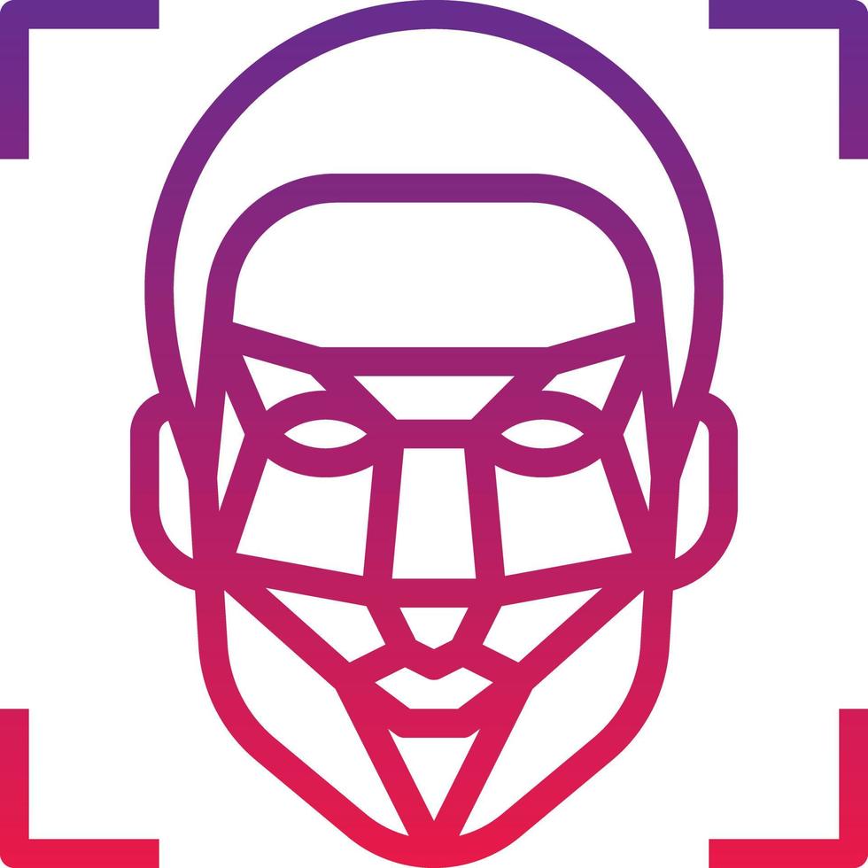 facial recognition scan ai artificial intelligence - gradient icon vector