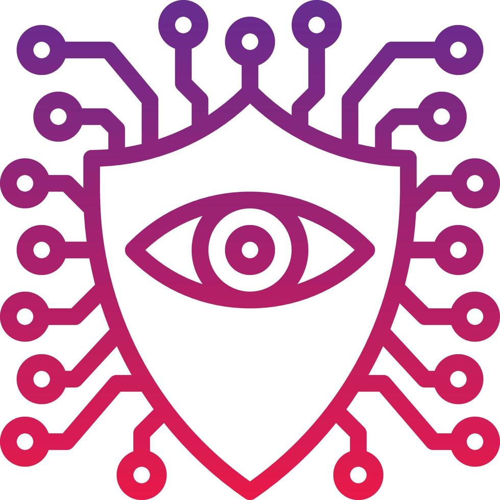 security safety ai artificial intelligence - gradient icon vector