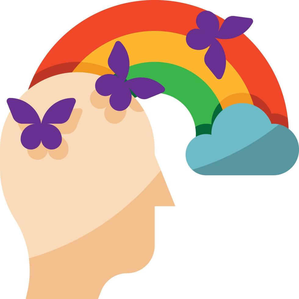 imagination rainbow cloud creative butterfly - flat icon vector